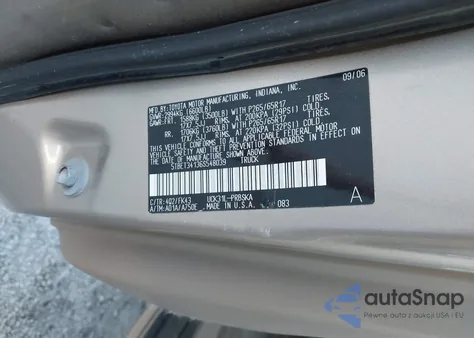 2006 Toyota Tundra Sr5 V8 z USA, uszkodzony, nr VIN 5TBET34136S548039